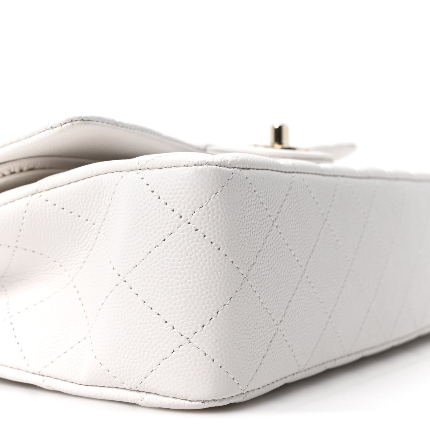 Caviar Quilted Medium Double Flap White