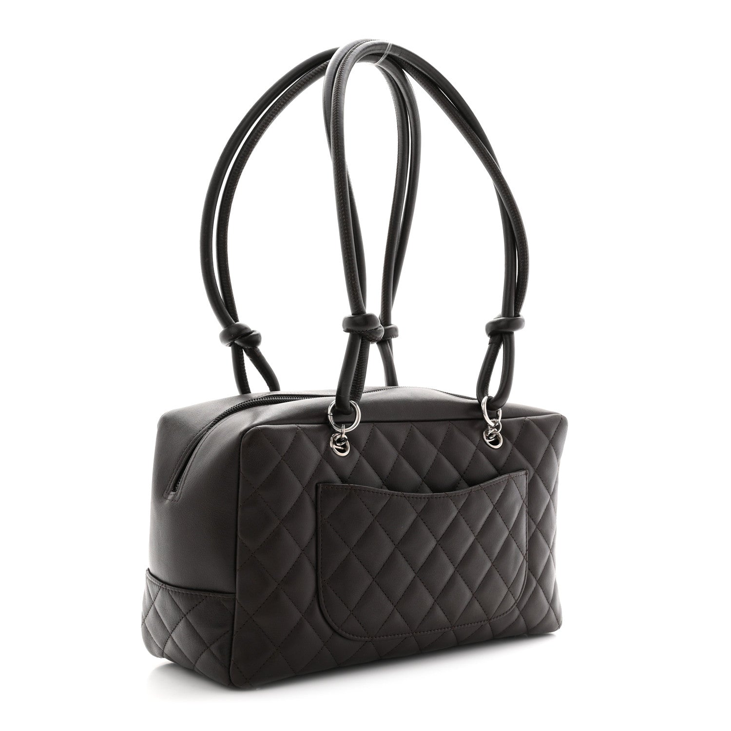 Chanel Calfskin Quilted Cambon Large Bowler Brown Beige 4 of 21