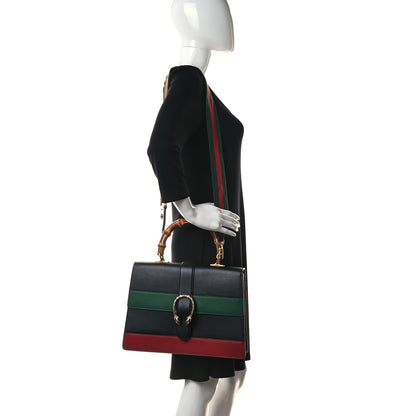 Gucci Calfskin Bamboo Web Large Dionysus Top Handle Bag Black Bright Evergreen Hibiscus Red 2 of 14