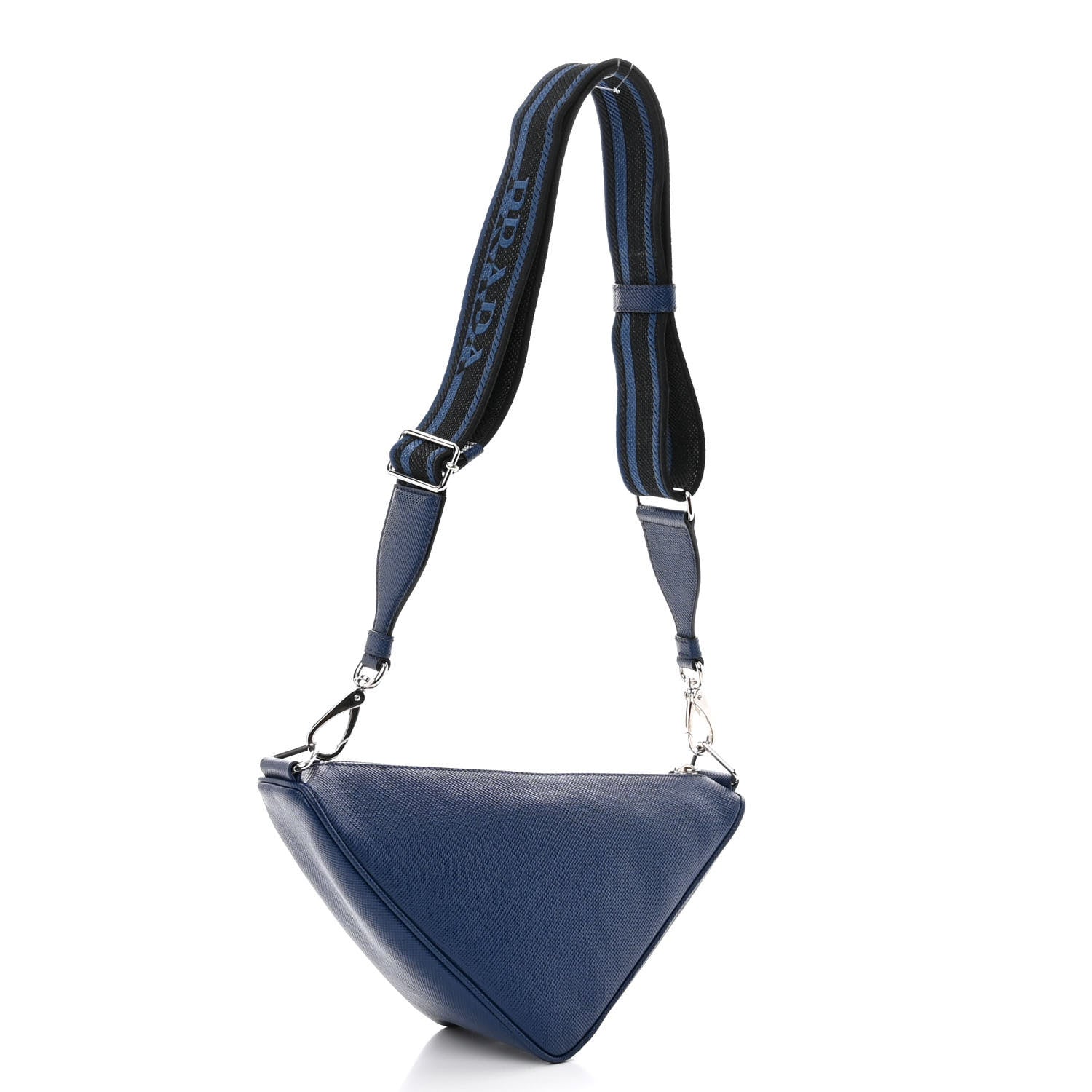 Prada Saffiano Triangle Shoulder Bag Bluette 3 of 9