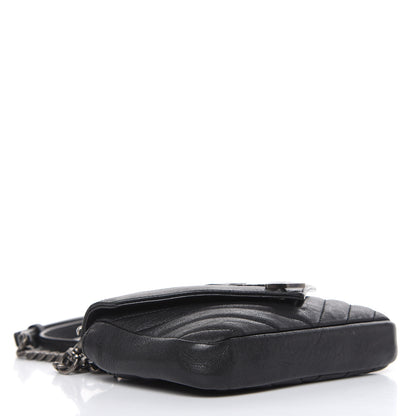 Saint Laurent Sheepskin Matelasse Chevron Monogram College Chain Wallet Black 4 of 10