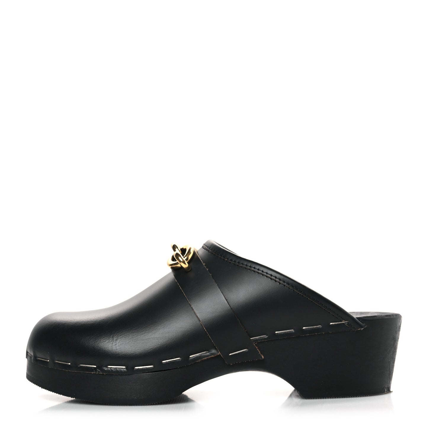 Smooth Calfskin Le Maillon Clogs 38 Black