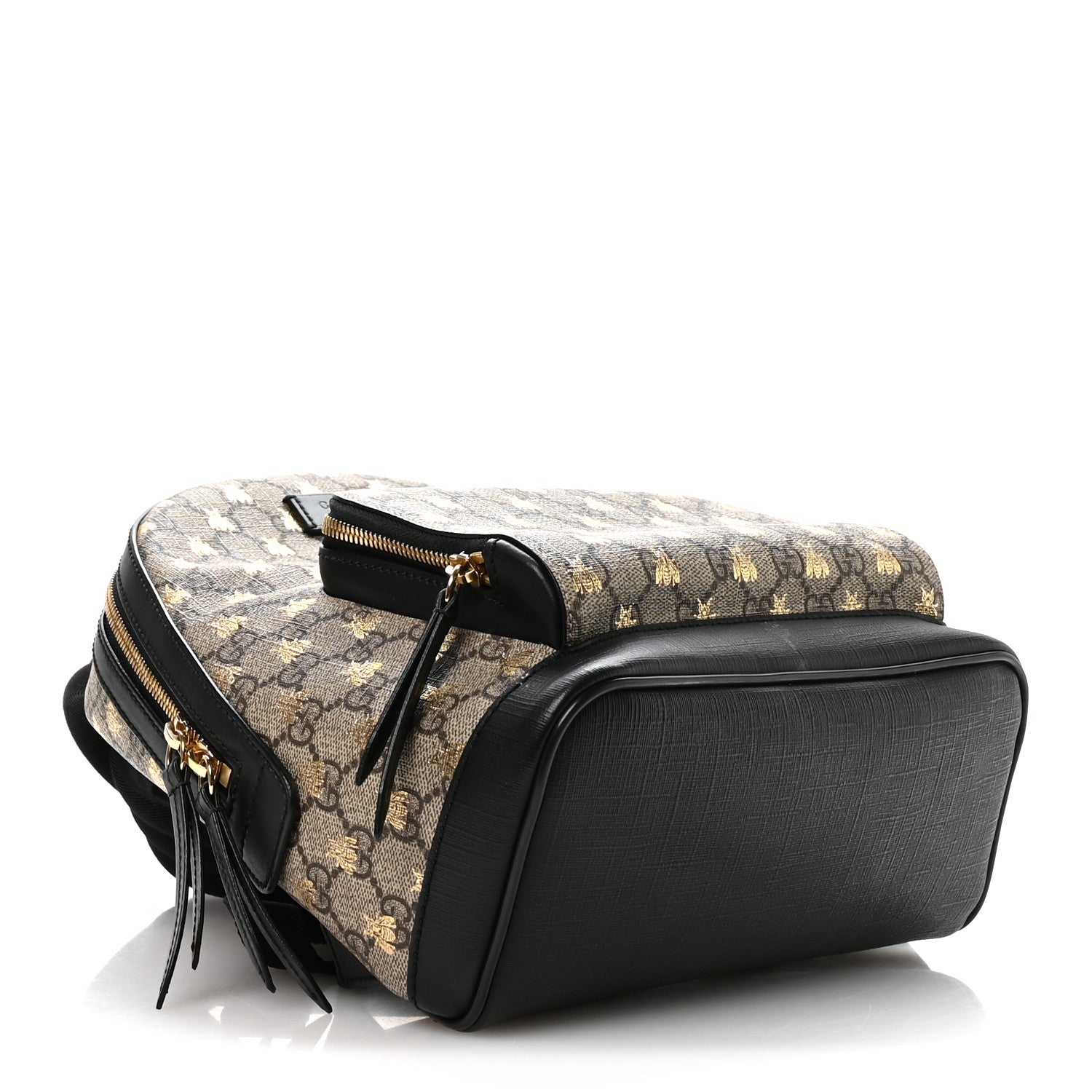 Gucci GG Supreme Monogram Bees Print Small Day Backpack Beige Oro Black 4 of 10