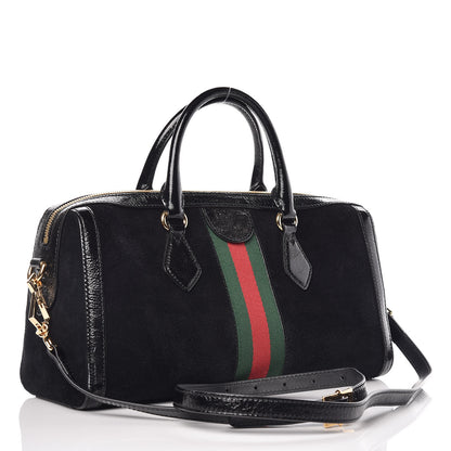 Gucci Suede Patent GG Web Medium Ophidia Boston Black 3 of 11