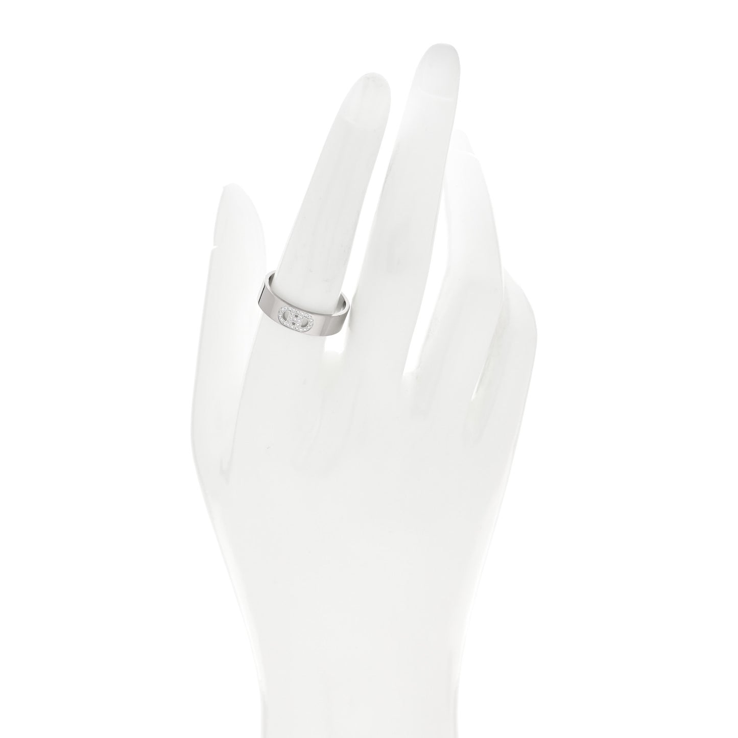 18K White Gold Diamond PM H D'Ancre Ring 58 8.25
