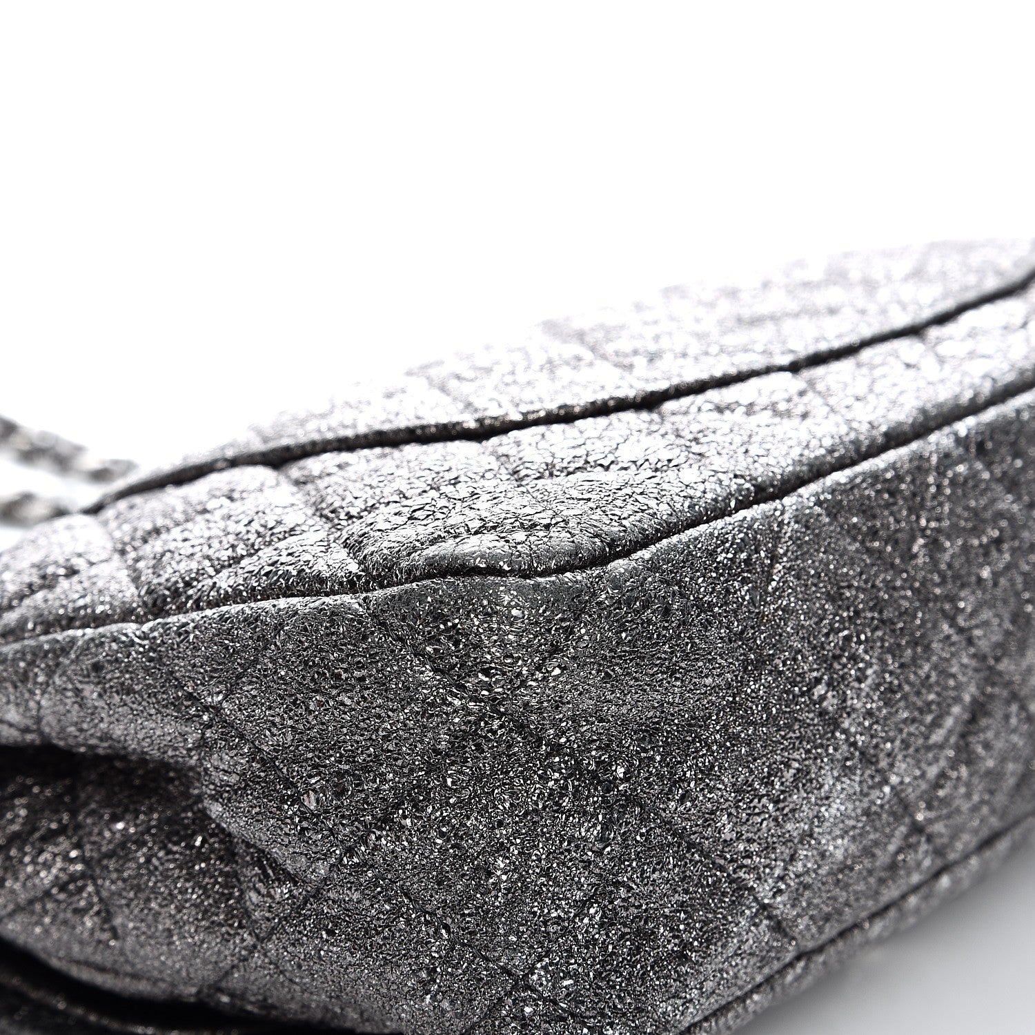 Chanel Metallic Crackled Calfskin Medium Double Flap Argent Fonce 10 of 11