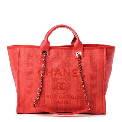 Chanel Mixed Fibers Striped Medium Deauville Tote Red 1 of 10
