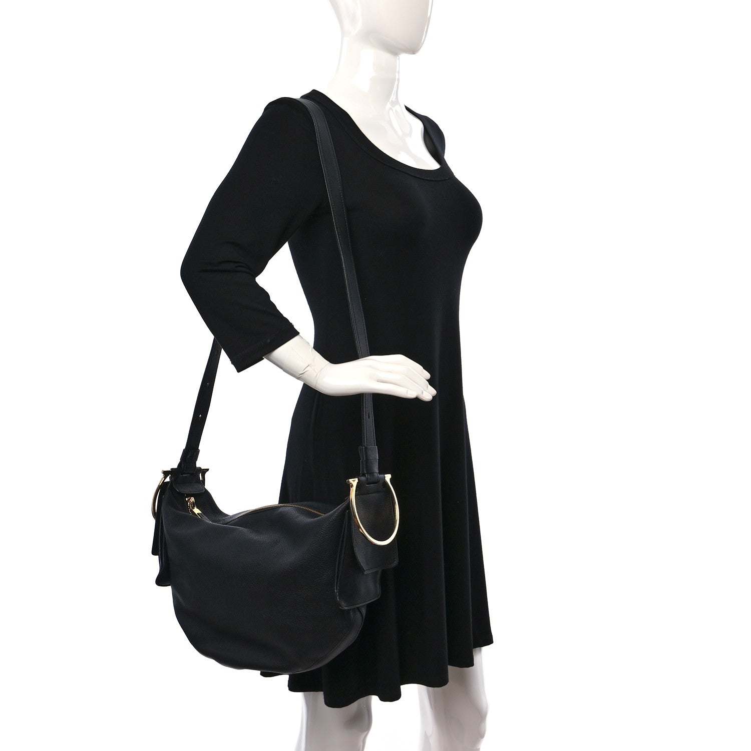 Salvatore Ferragamo Grained Calfskin Hobo Black 2 of 10