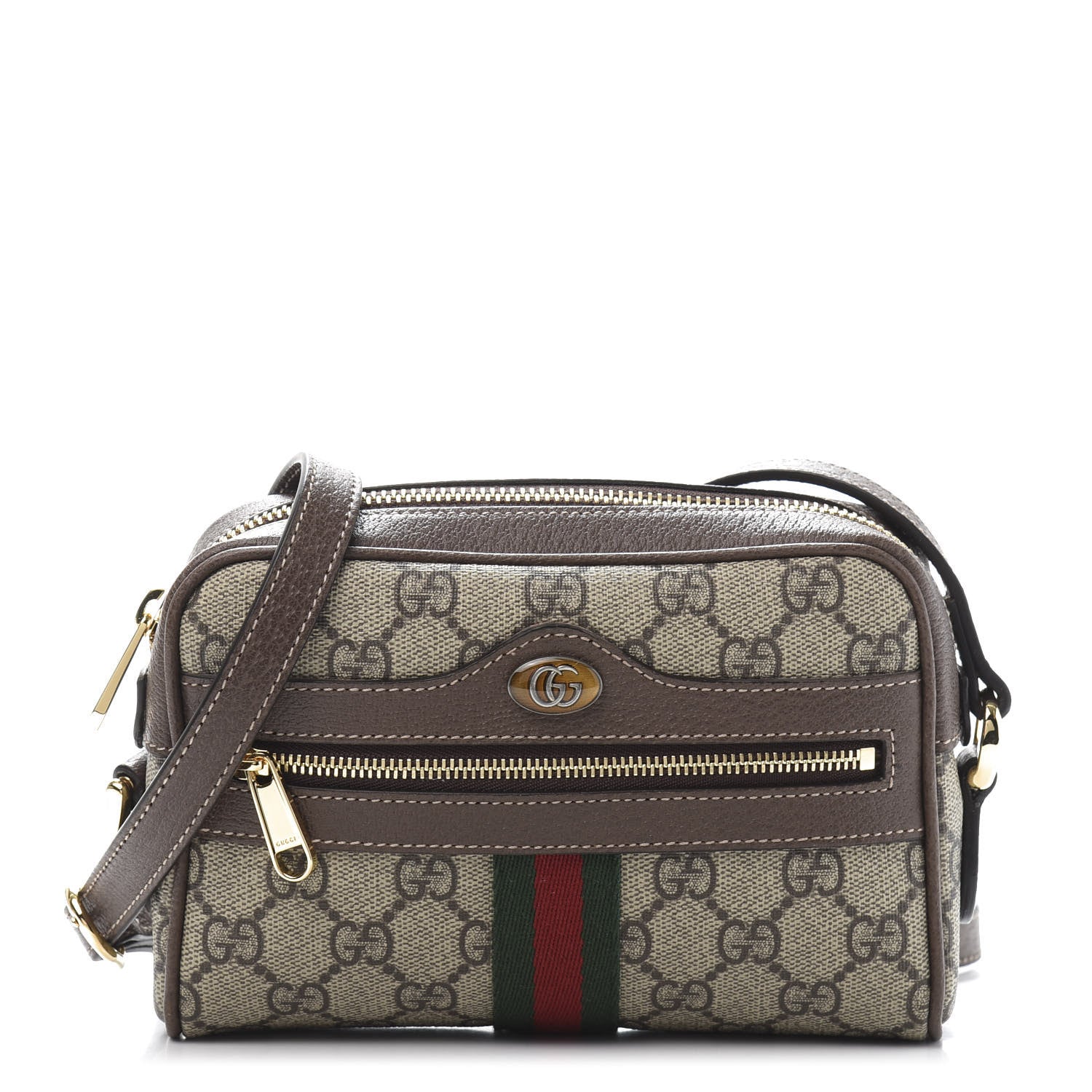 Gucci GG Supreme Monogram Web Mini Ophidia Shoulder Bag Brown 1 of 11