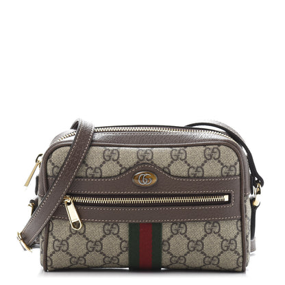 Gucci GG Supreme Monogram Web Mini Ophidia Shoulder Bag Brown 1 of 11
