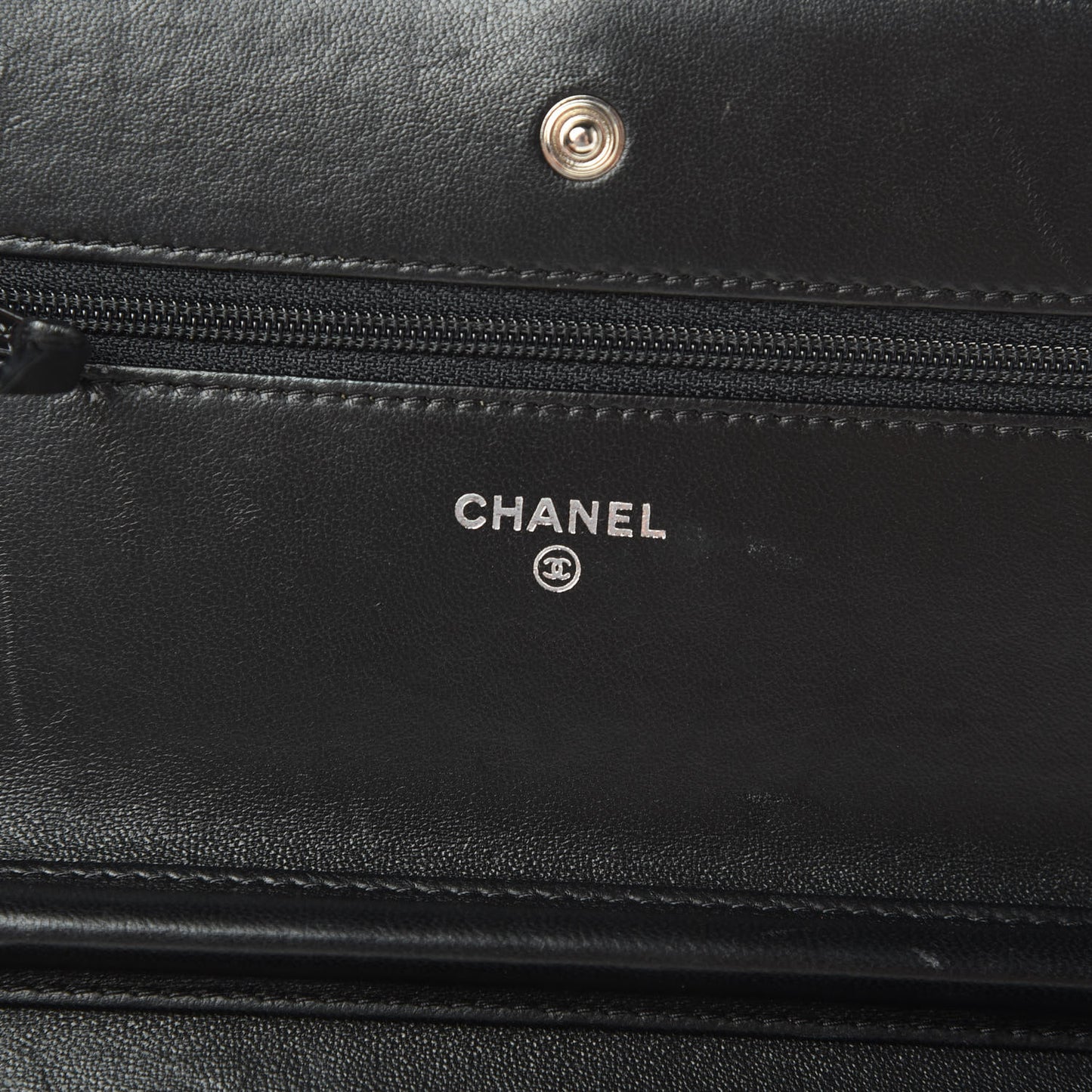 Lambskin Chevron Quilted Wallet On Chain WOC So Black
