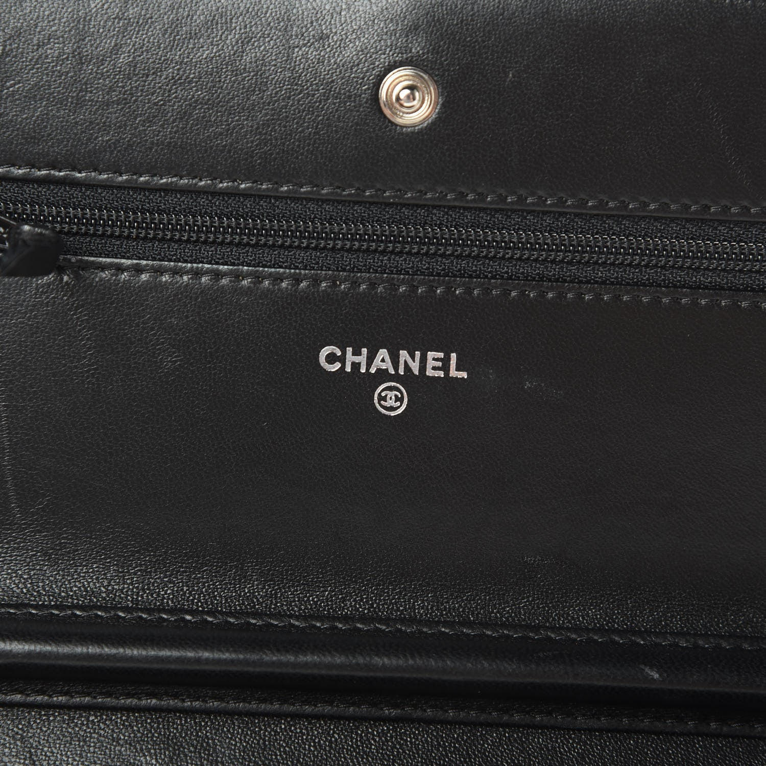 Chanel Lambskin Chevron Quilted Wallet On Chain WOC So Black 6 of 16