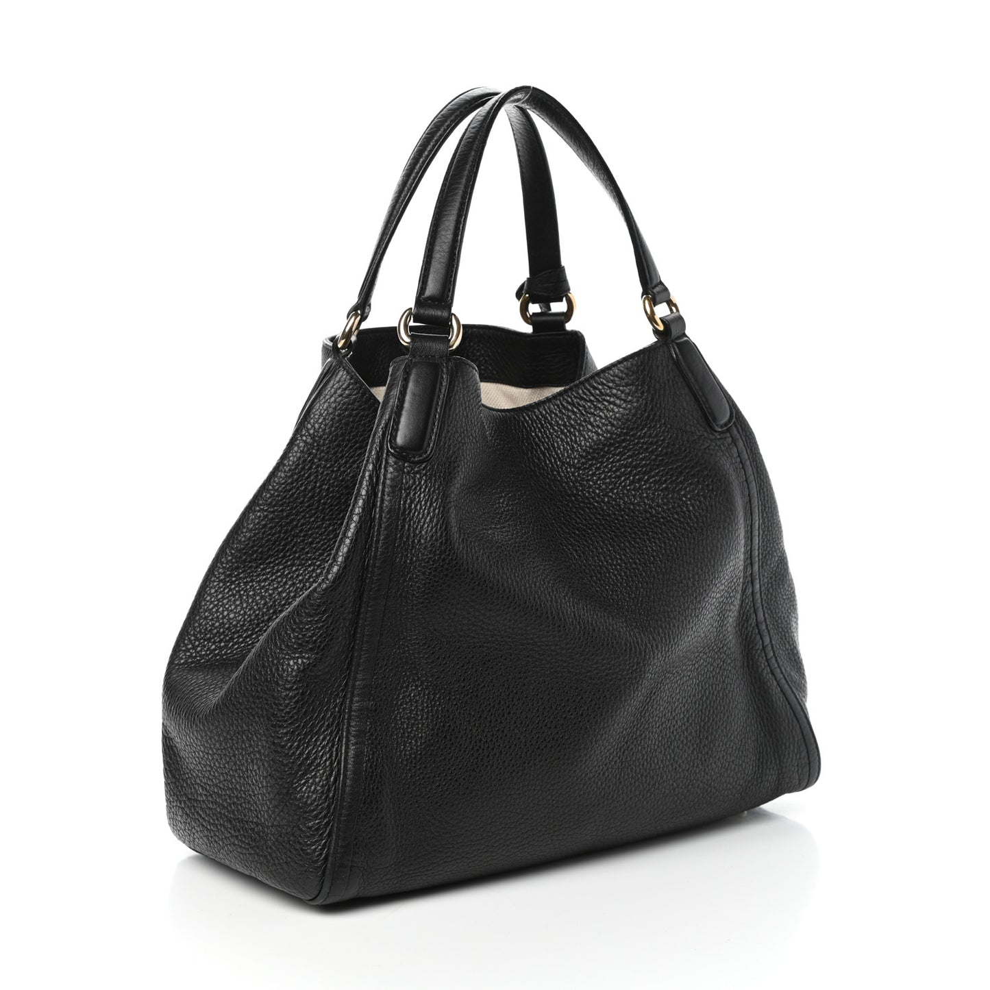 Pebbled Calfskin Medium Soho Shoulder Bag Black