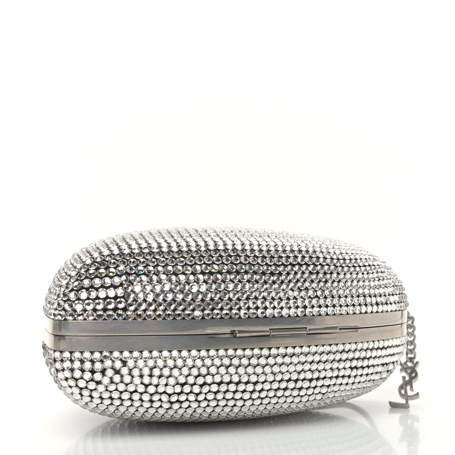 Saint Laurent Swarovski Crystal Heart Love Box Clutch Bag Silver 3 of 4