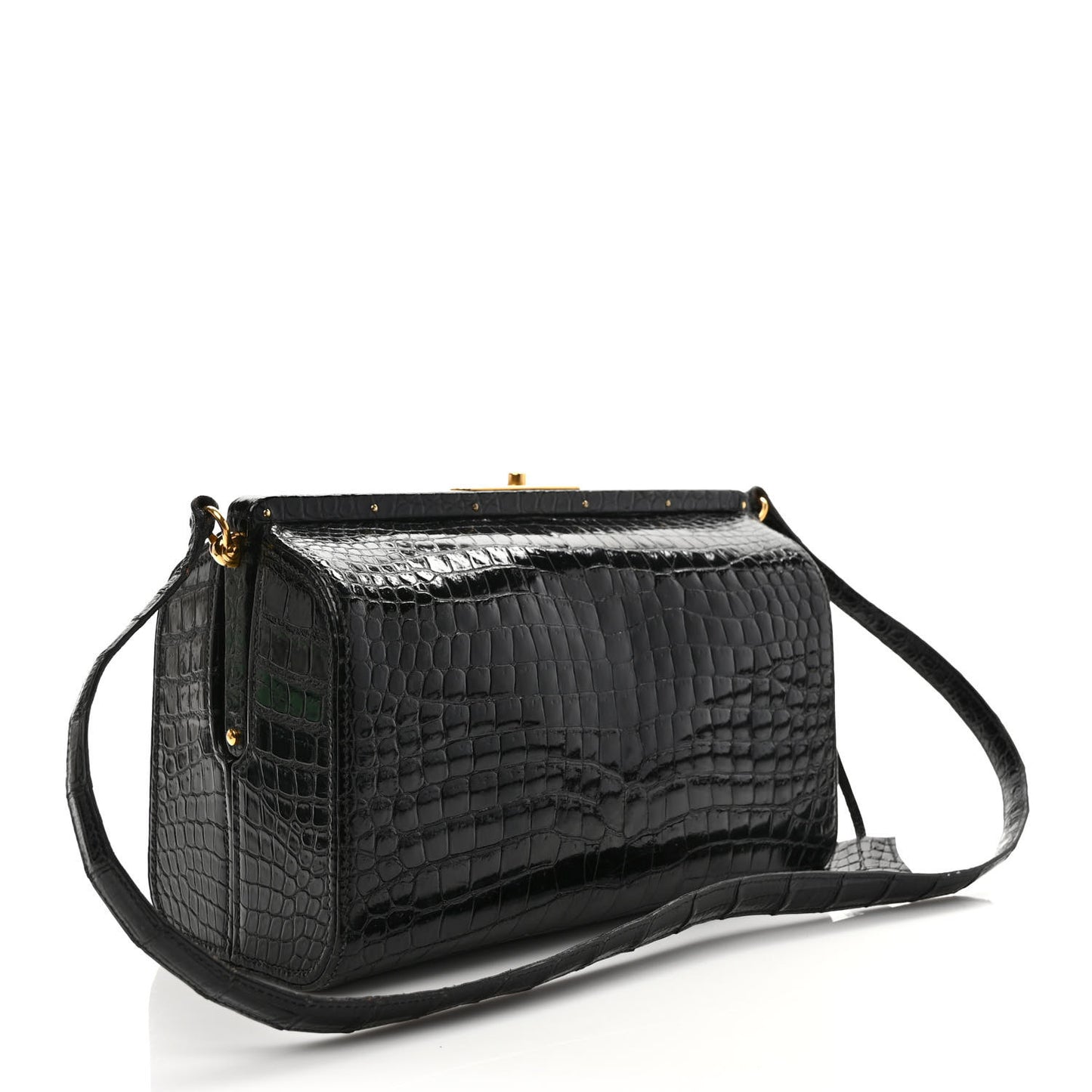 Shiny Crocodile Doctor Bag Black