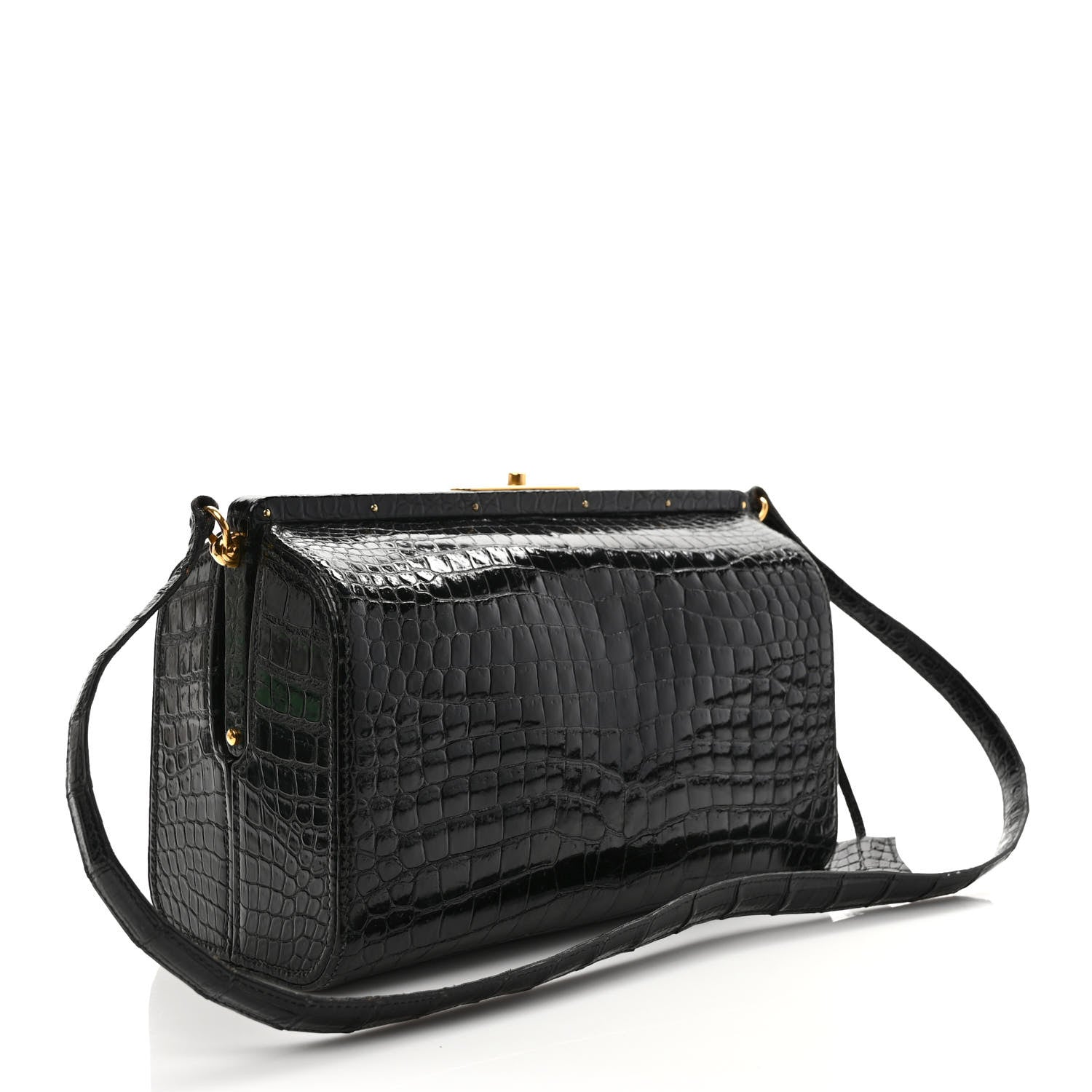 Hermes Shiny Crocodile Doctor Bag Black 3 of 10