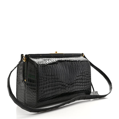 Hermes Shiny Crocodile Doctor Bag Black 3 of 10