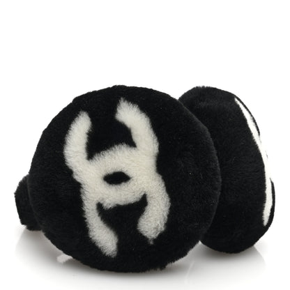 Chanel Shearling CC Ear Muffs Black White 4 of 6