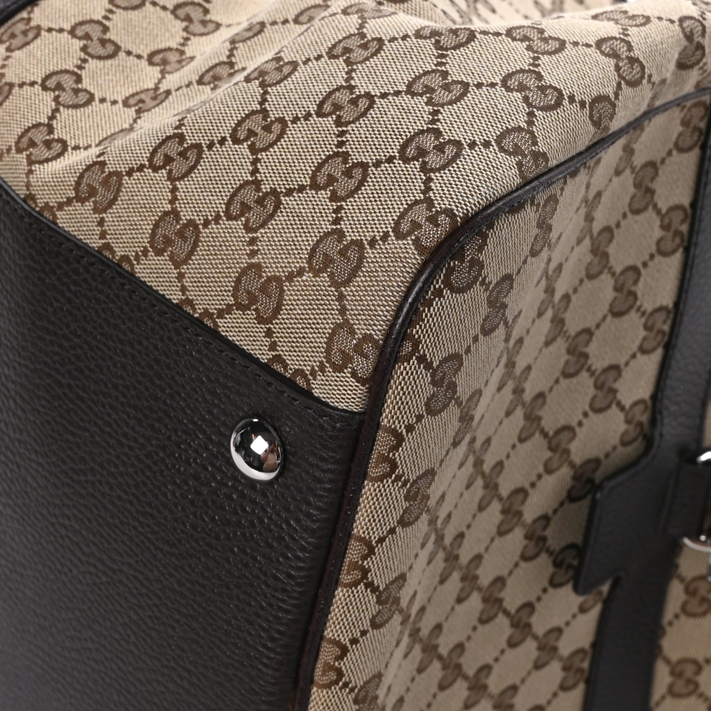 Monogram Dollar Calfskin Large Boston Duffle Bag Beige Ebony Testa di Moro Marrone Scuro