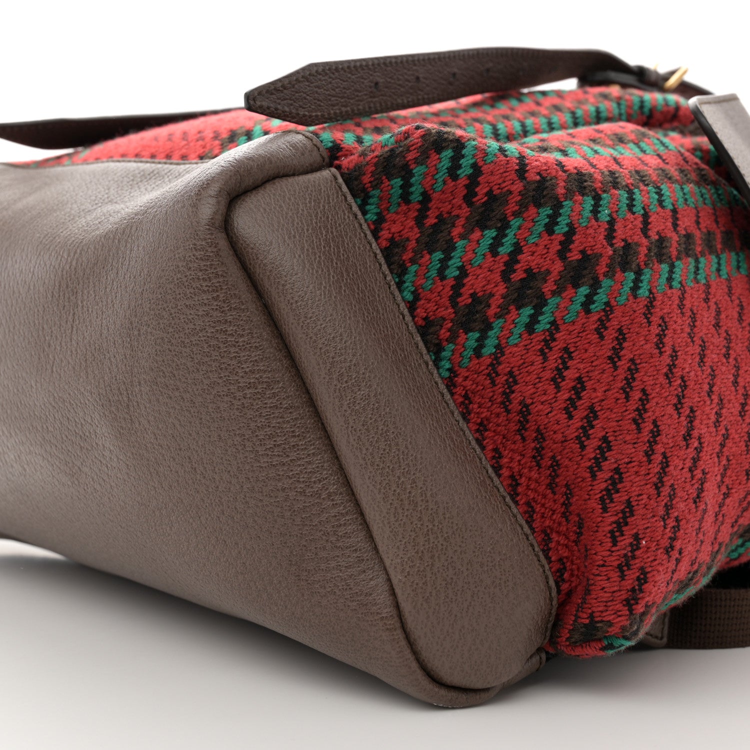 Gucci Cotton Wool Houndstooth Interlocking G Backpack Red Green New Acero 10 of 11