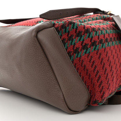 Gucci Cotton Wool Houndstooth Interlocking G Backpack Red Green New Acero 10 of 11