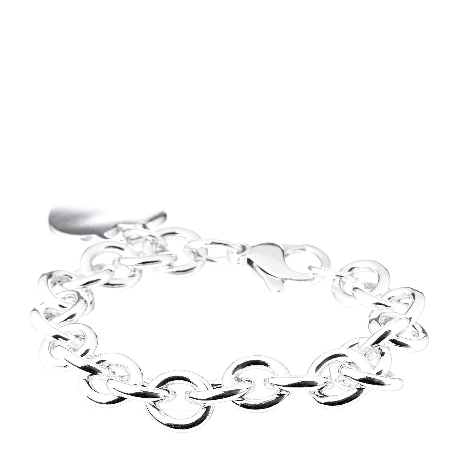 Sterling Silver Heart Tag Charm Bracelet