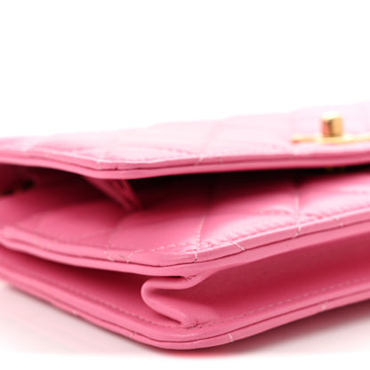 Chanel Lambskin Quilted CC Pearl Crush Wallet on Chain WOC Pink 9 of 10