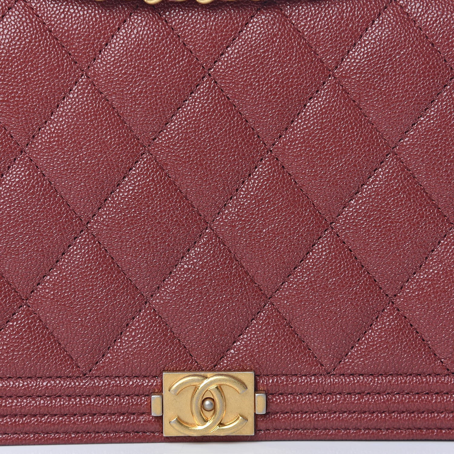 Chanel Caviar Quilted Boy Wallet On Chain WOC Burgundy 9 of 11