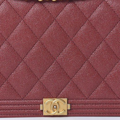 Chanel Caviar Quilted Boy Wallet On Chain WOC Burgundy 9 of 11