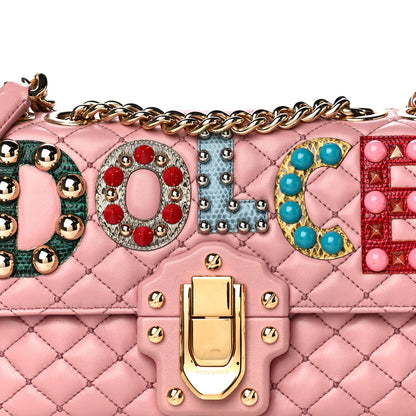 Dolce & Gabbana Lambskin Watersnake Embellished Lucia Shoulder Bag Rosa 6 of 15