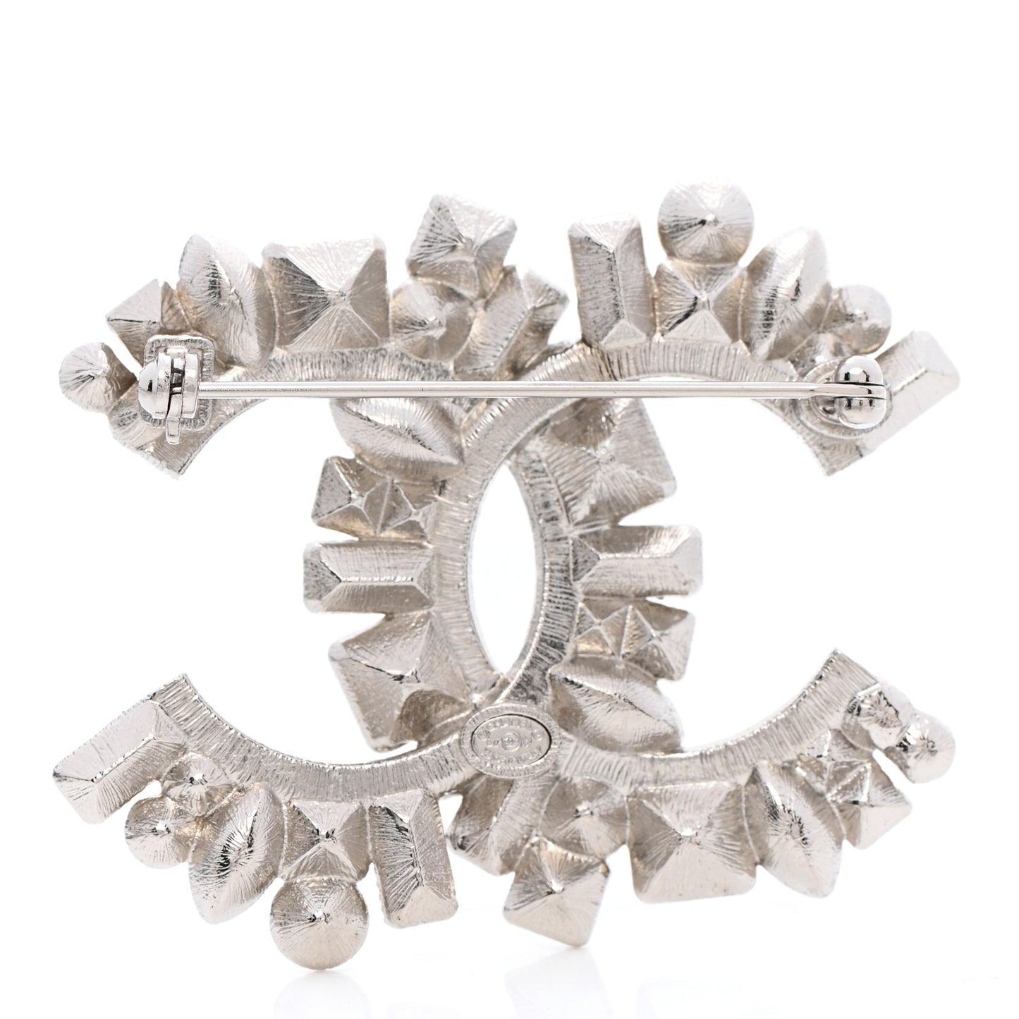 Baguette Crystal CC Brooch Black Silver