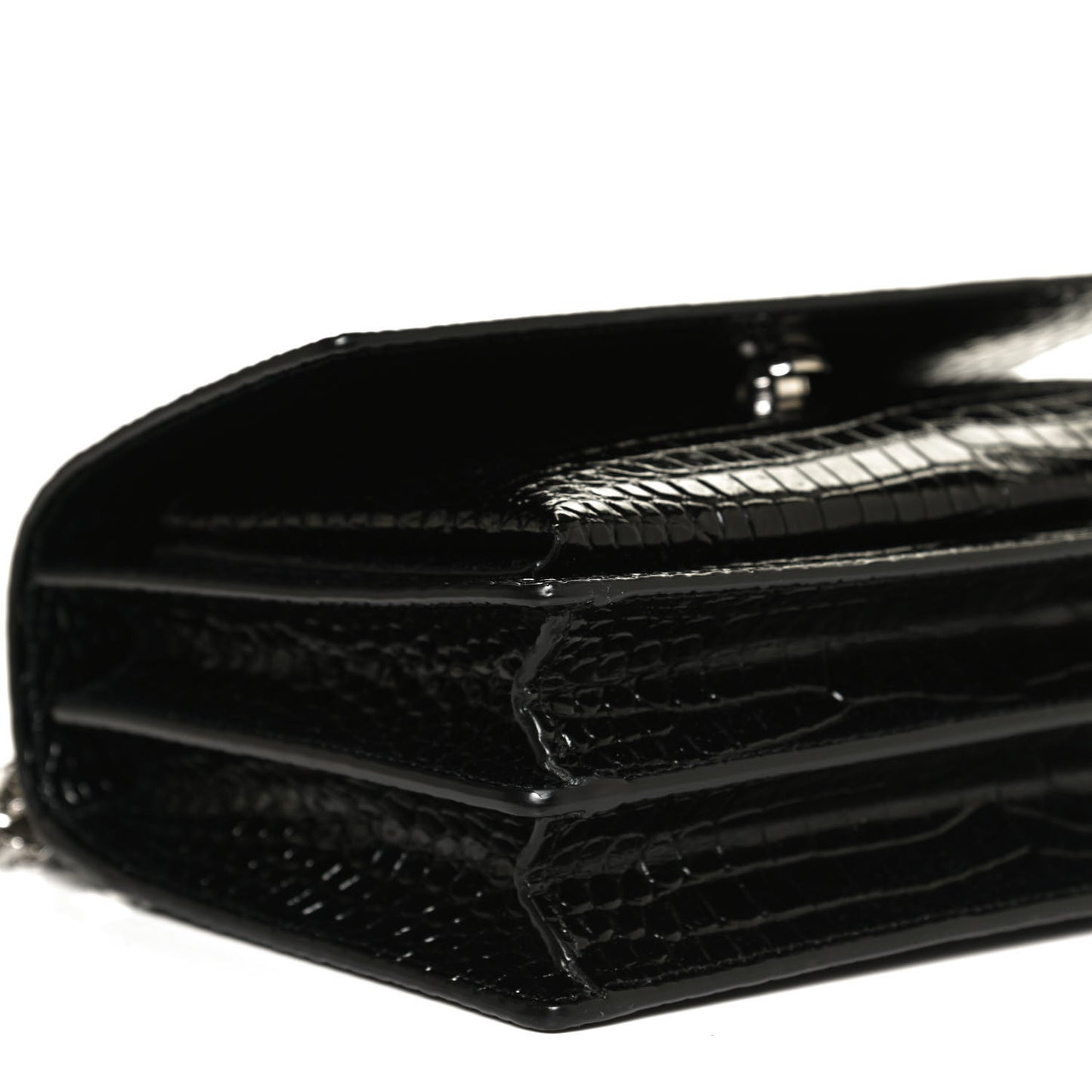 Calfskin Crocodile Embossed Medium Monogram Sunset Black