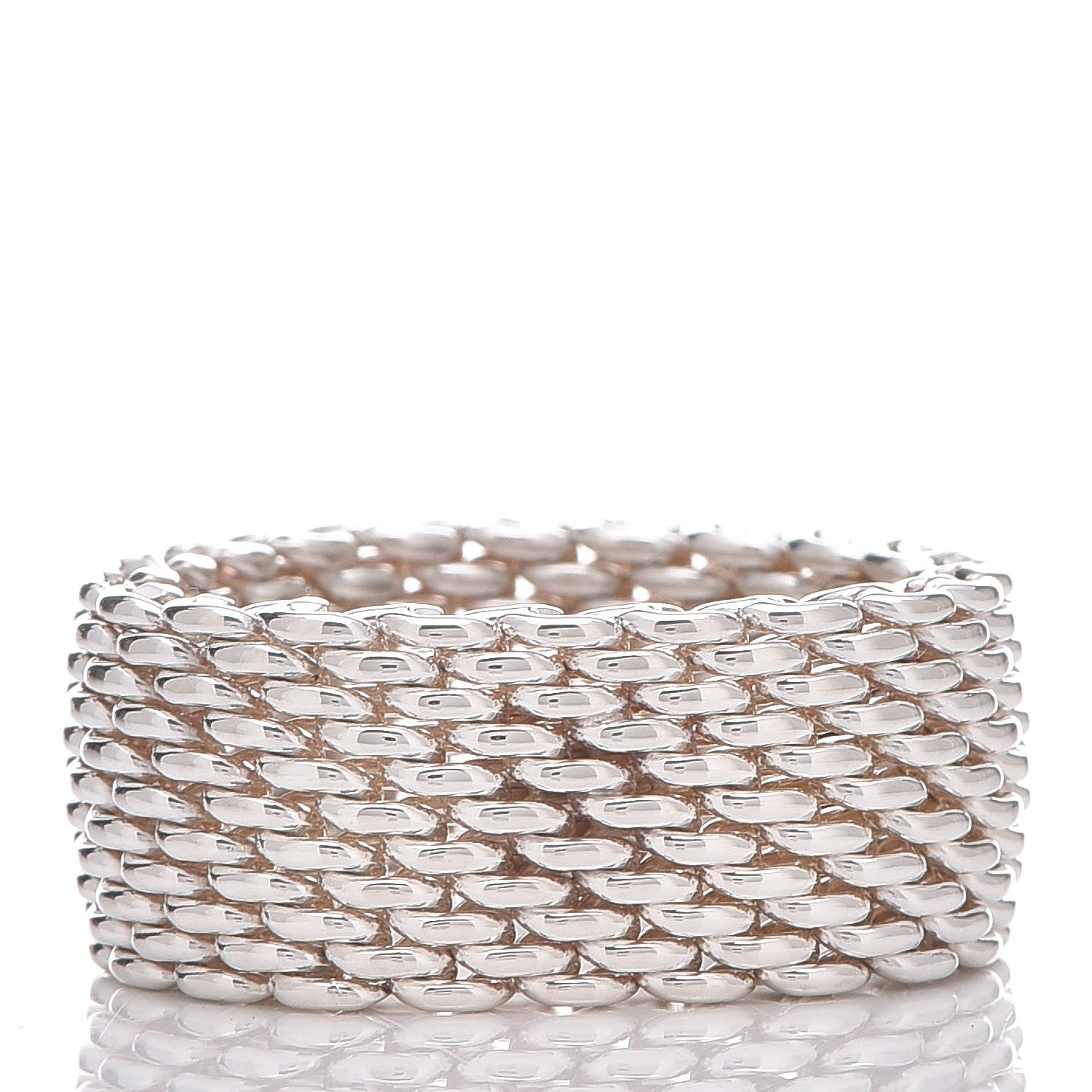Tiffany Sterling Silver Somerset Mesh Ring 54 7 3 of 4
