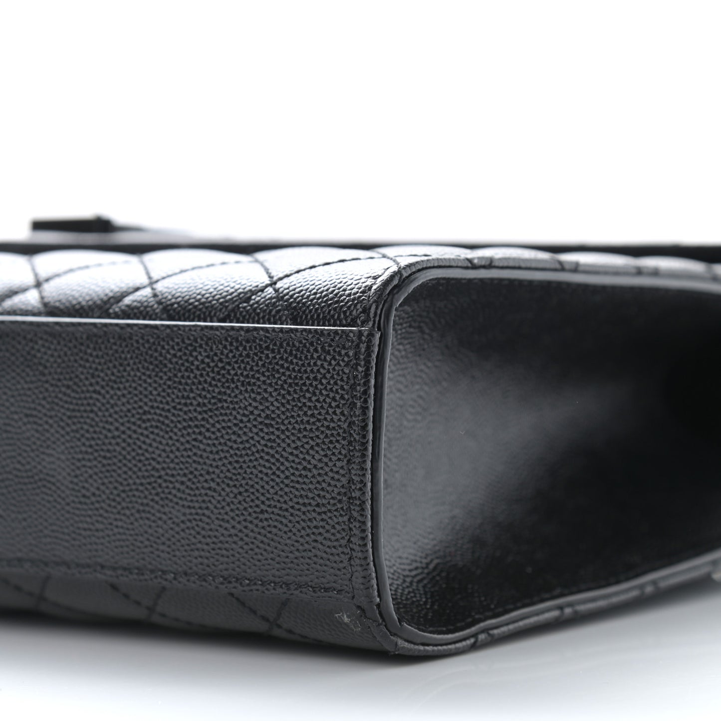 Grain De Poudre Textured Mixed Matelasse Large Triquilt Monogram Monochrome Satchel Black