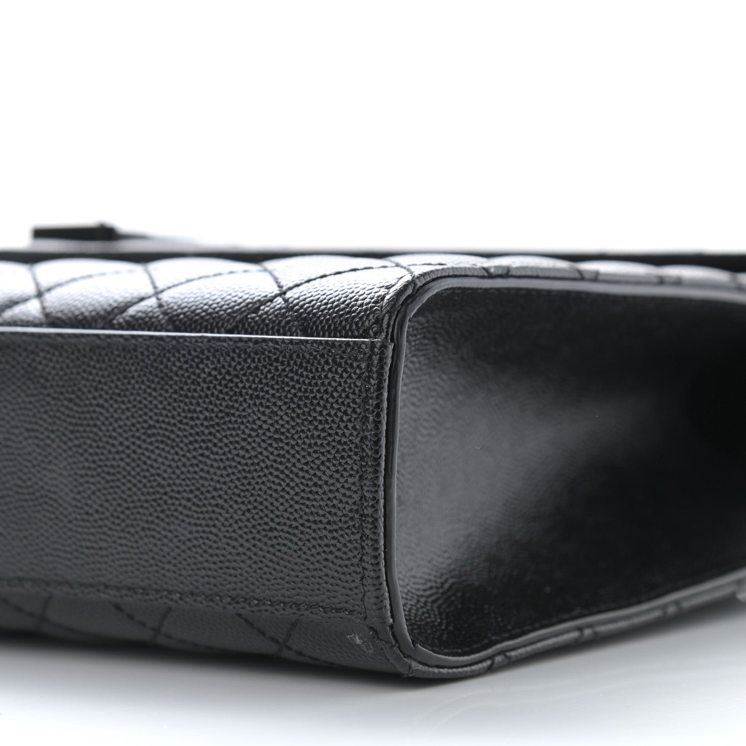 Saint Laurent Grain De Poudre Textured Mixed Matelasse Large Triquilt Monogram Monochrome Satchel Black 10 of 11
