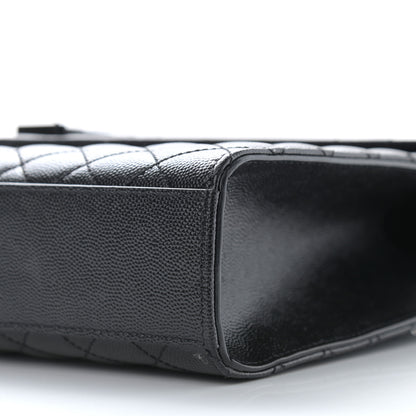 Saint Laurent Grain De Poudre Textured Mixed Matelasse Large Triquilt Monogram Monochrome Satchel Black 10 of 11