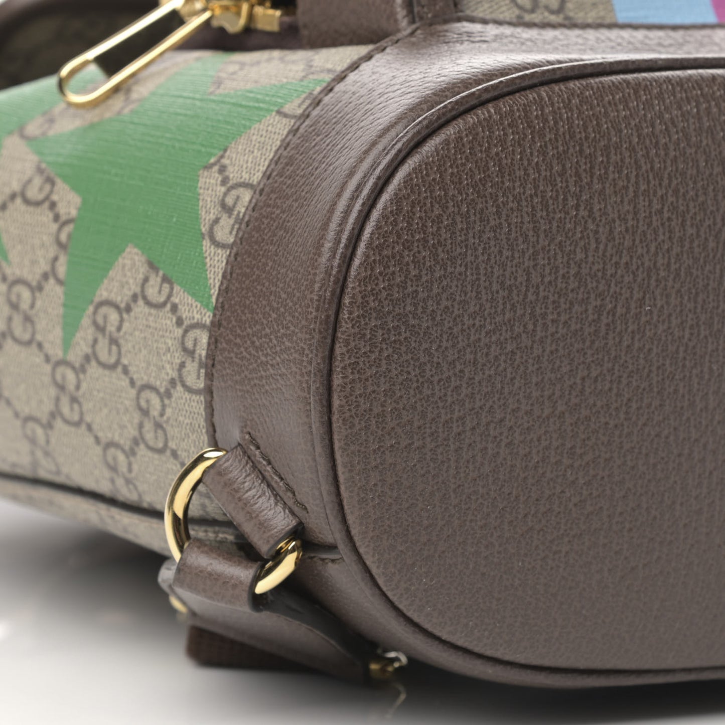 GG Supreme Monogram Equestrian Textured Dollar Calfskin Retro Interlocking G Buckle Backpack Beige Ebony Multicolor New Acero