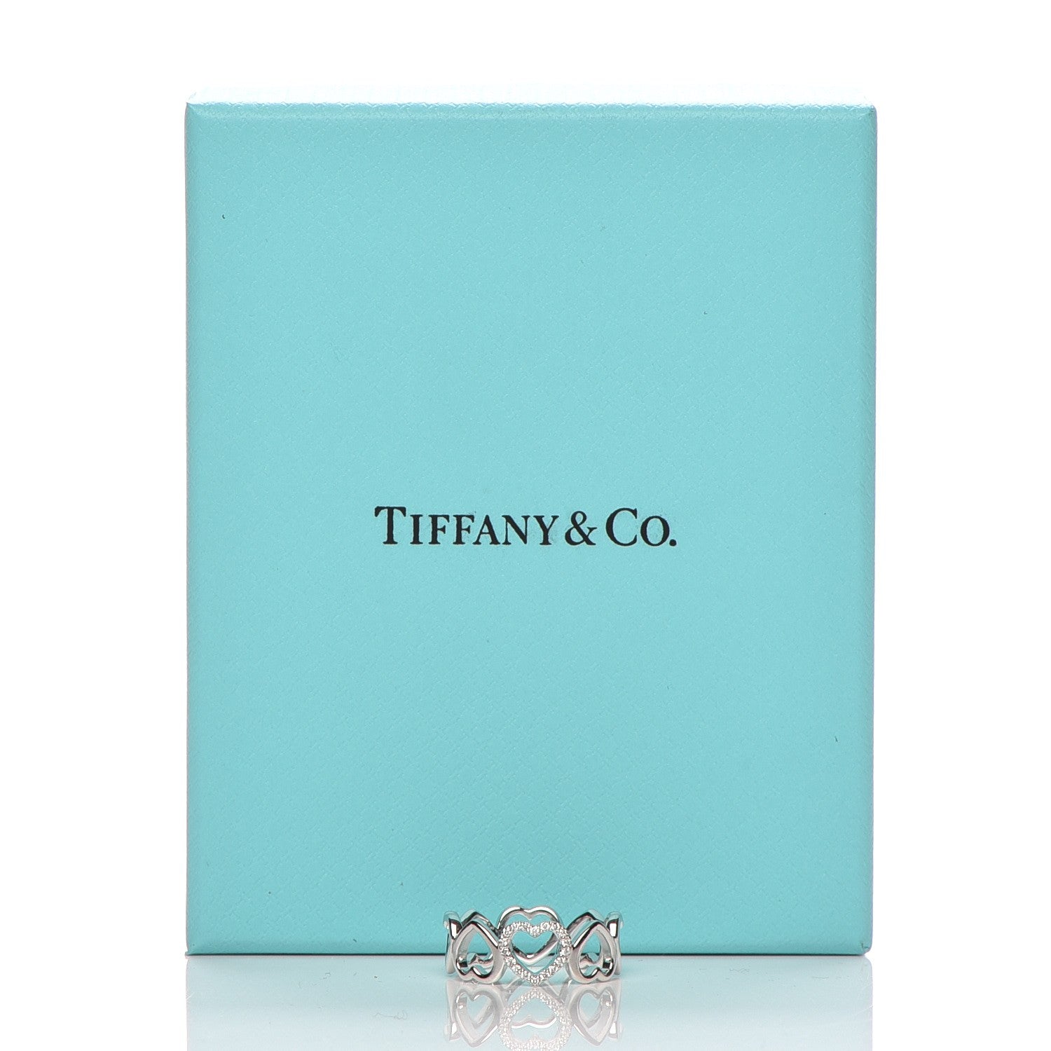 Tiffany 18K White Gold Diamond Hearts Eternity Band Ring 6.25 6 of 6