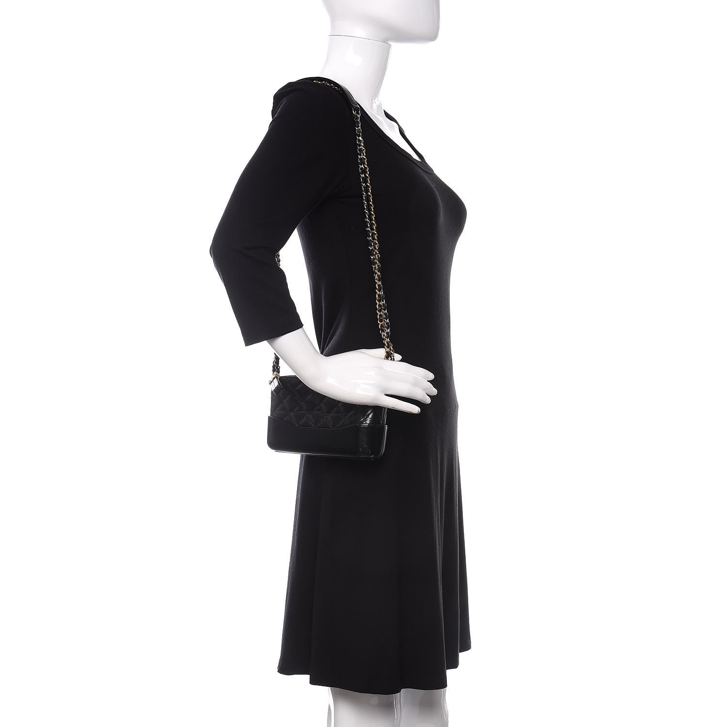 Chanel Aged Calfskin Quilted Small Gabrielle Clutch With Chain Black 2 of 14