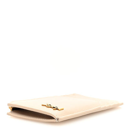 Saint Laurent Grained Calfskin Monogram 5 Fragments Zip Pouch Card Holder Beige 4 of 7