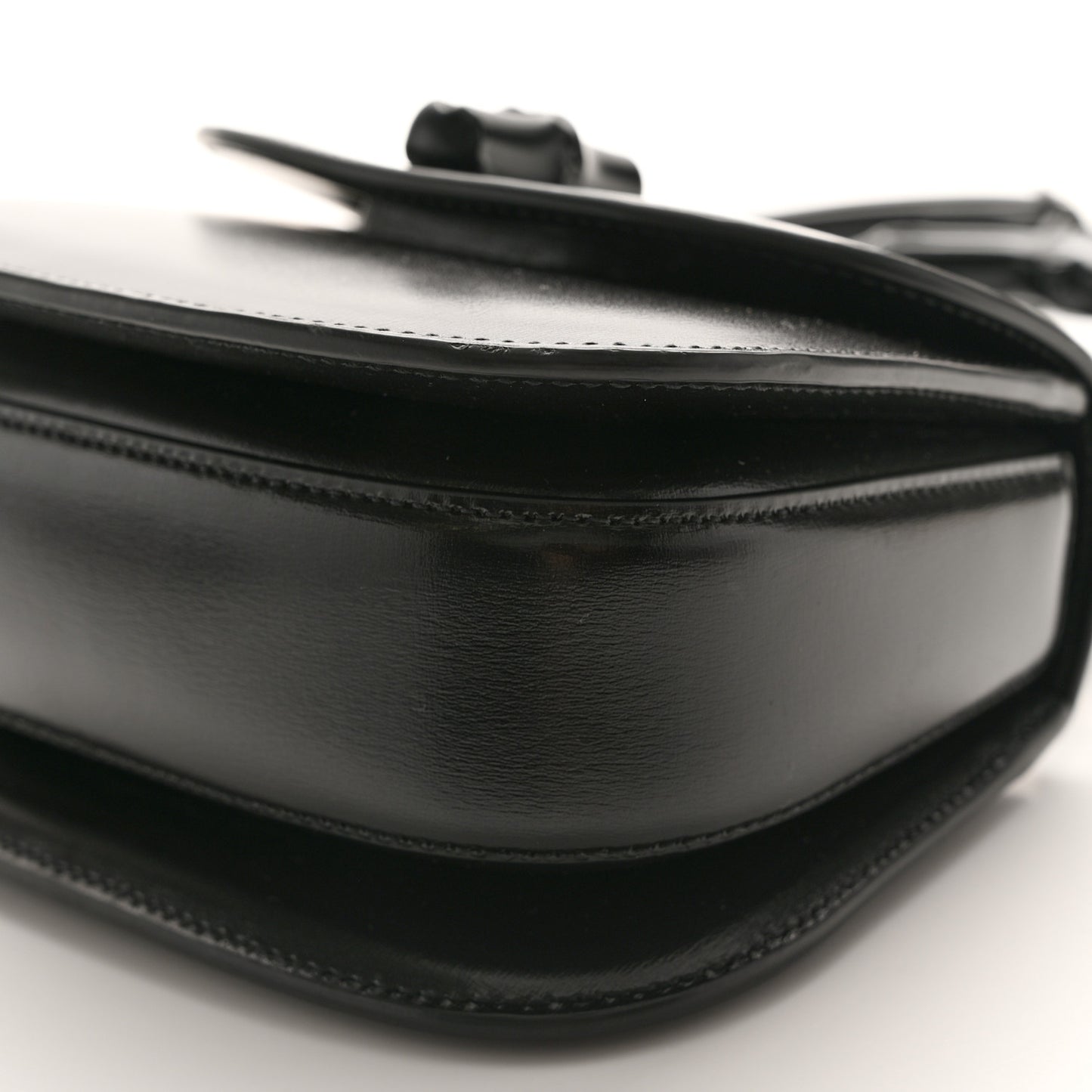 Boarded Dyana Lux Calfskin Web Monochrome Mini Bamboo 1947 Top Handle Bag Black