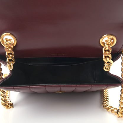 Saint Laurent Lambskin Matelasse Monogram Medium Vicky Chain Bag Dark Legion Red 7 of 9