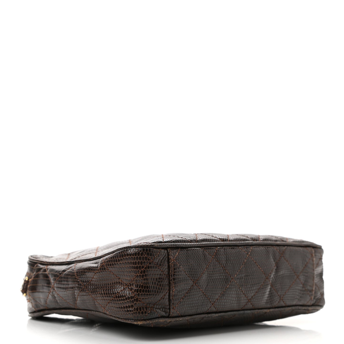 Lizard Quilted Small Tassel Camera Case Brown