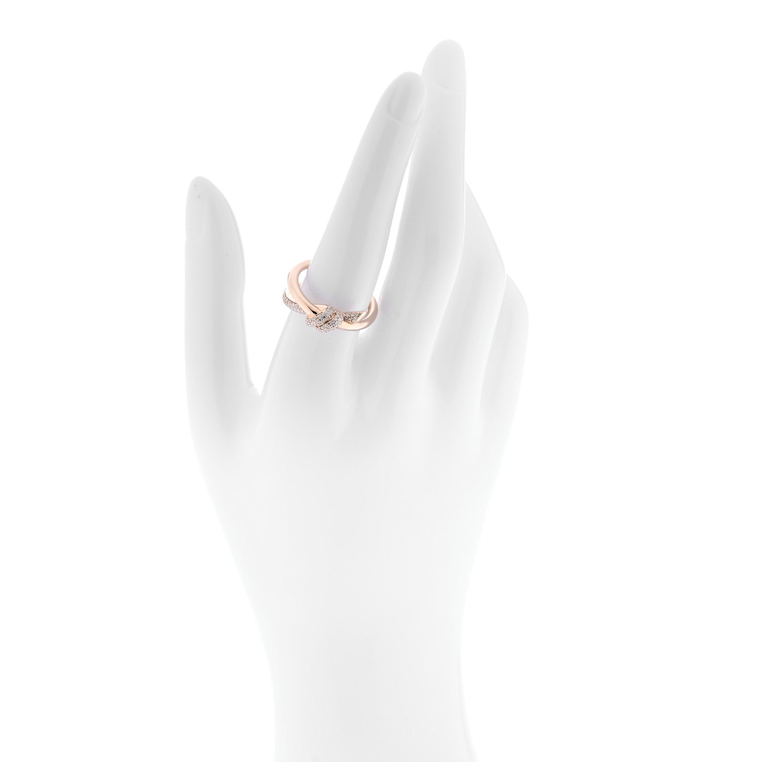 Tiffany 18K Rose Gold Diamond Double Row Knot Ring 56 7.5 2 of 5