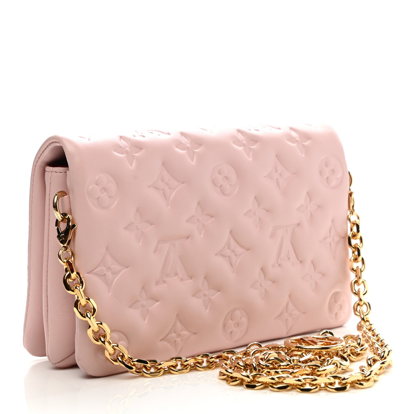 Lambskin Embossed Monogram Pochette Coussin Rose
