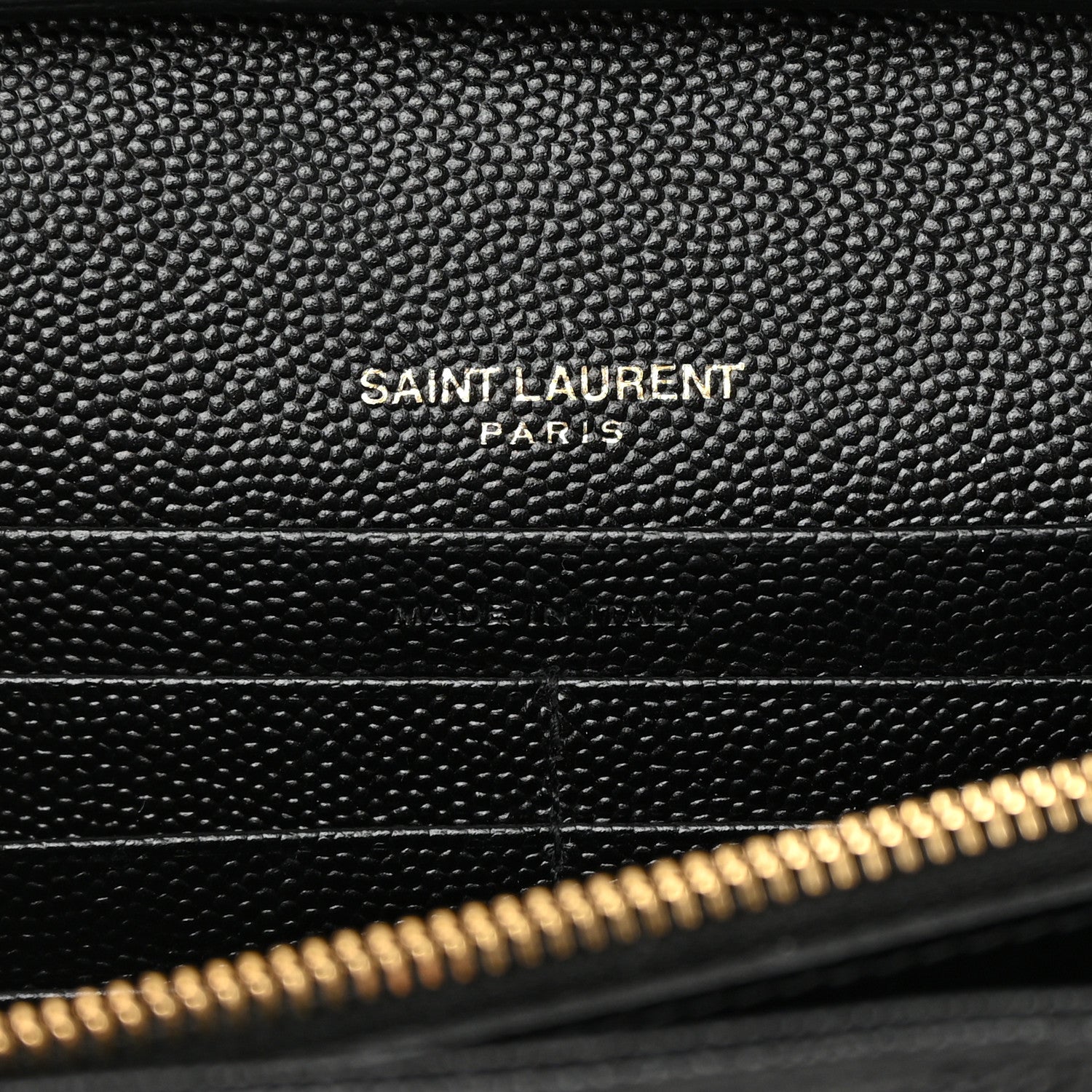 Saint Laurent Grain De Poudre Matelasse Chevron Monogram Chain Wallet Black 6 of 15