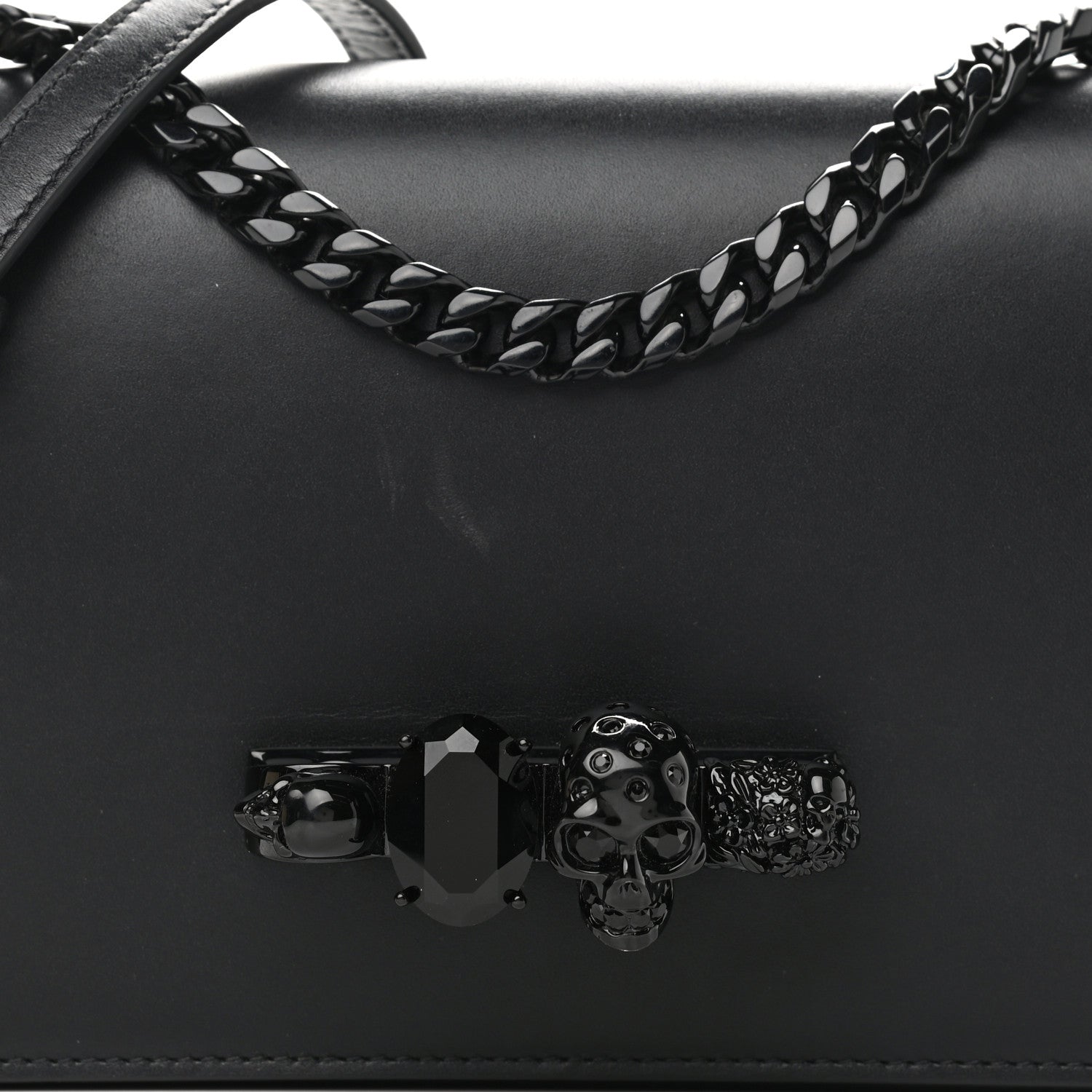 Alexander McQueen Calfskin Knuckle Shoulder Bag Black 7 of 9