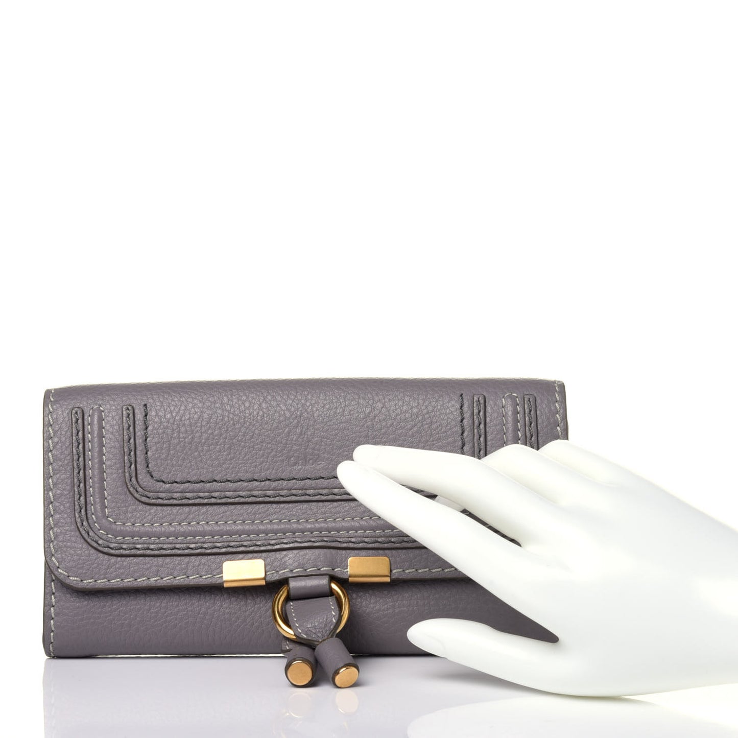 Calfskin Marcie Continental Flap Wallet Cashmere Grey