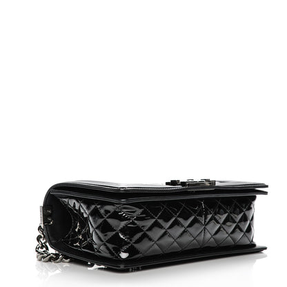 Chanel Patent Chevron Quilted Medium Boy Flap Black 4 of 14