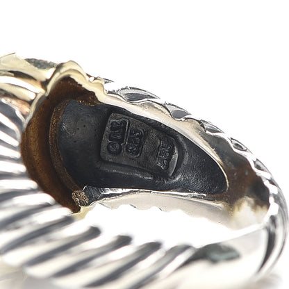 David Yurman Sterling Silver 14K Yellow Gold Cable Station Ring 53 6.5 4 of 4